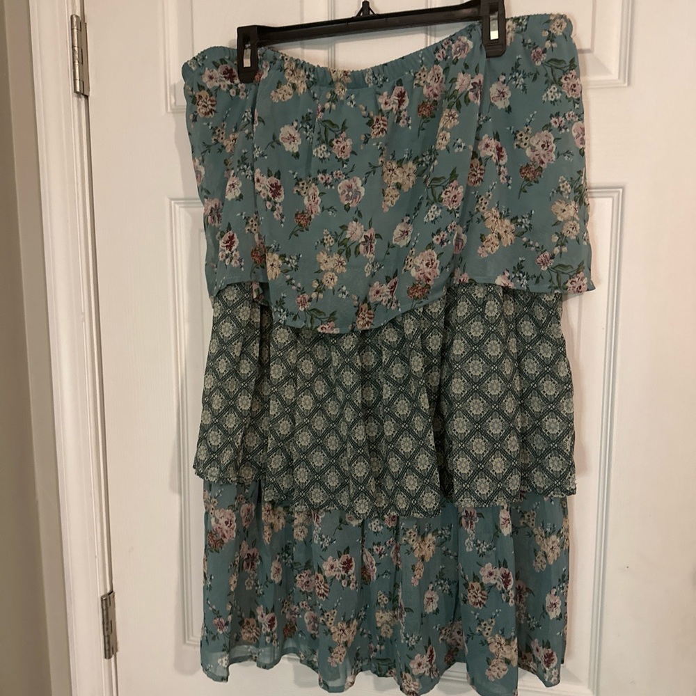 Susan Barry - Chic Floral A-Line Skirt - Teal and Pink